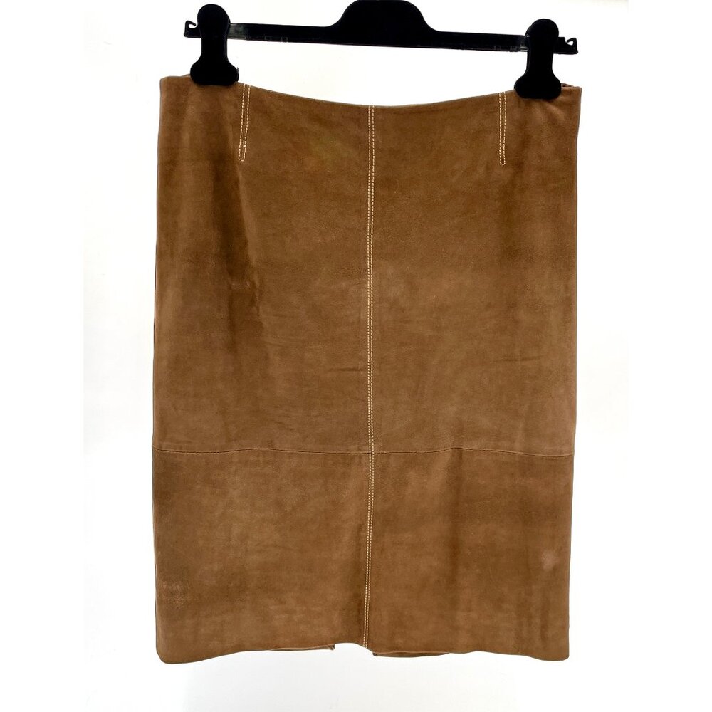C. HERRERA Suede midi skirt Taupe size 10